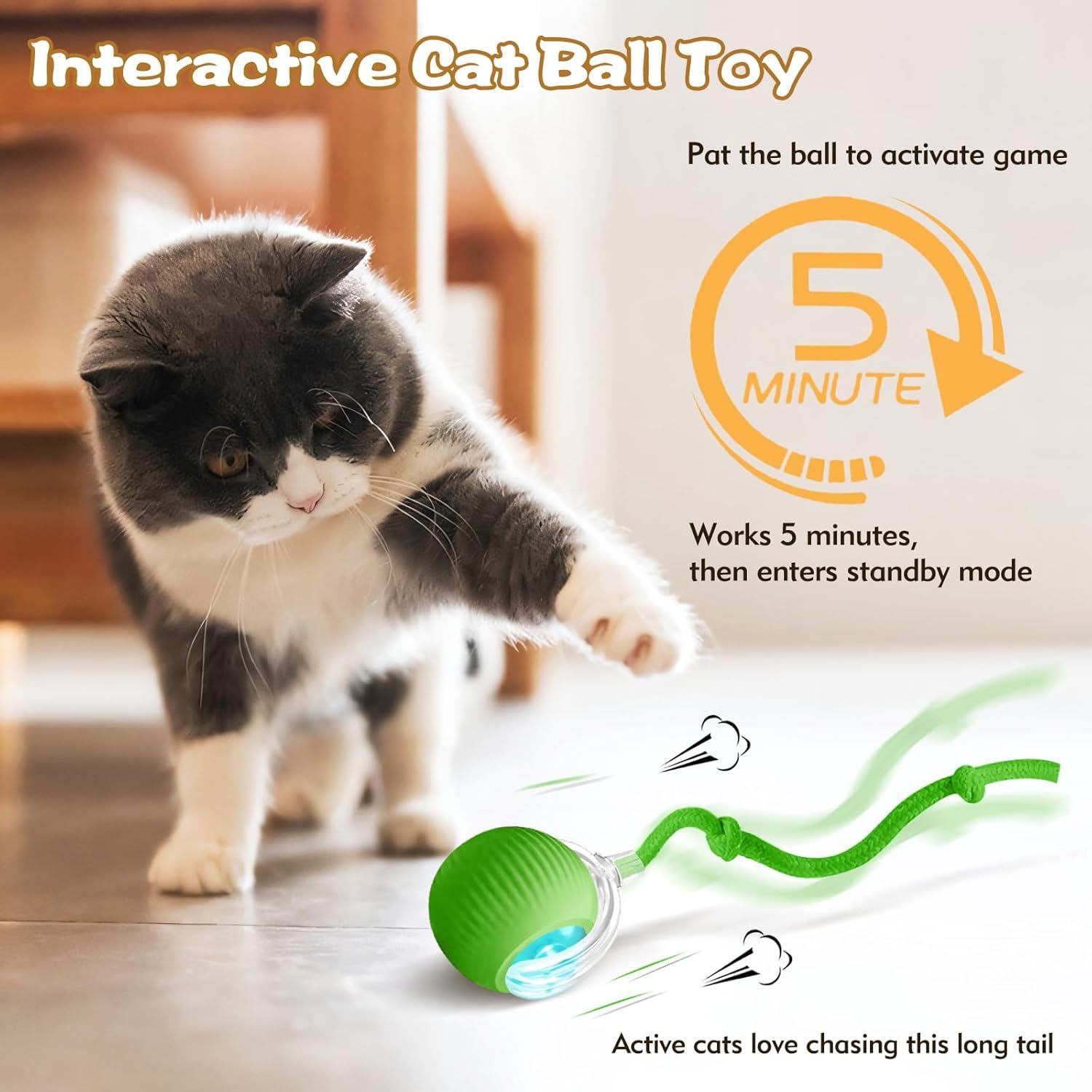 Bola Interactiva para Gatos Peppy Pet - Juguete Automático Verde