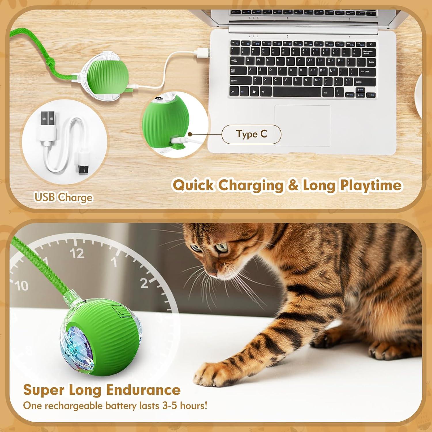 Bola Interactiva para Gatos Peppy Pet - Juguete Automático Verde