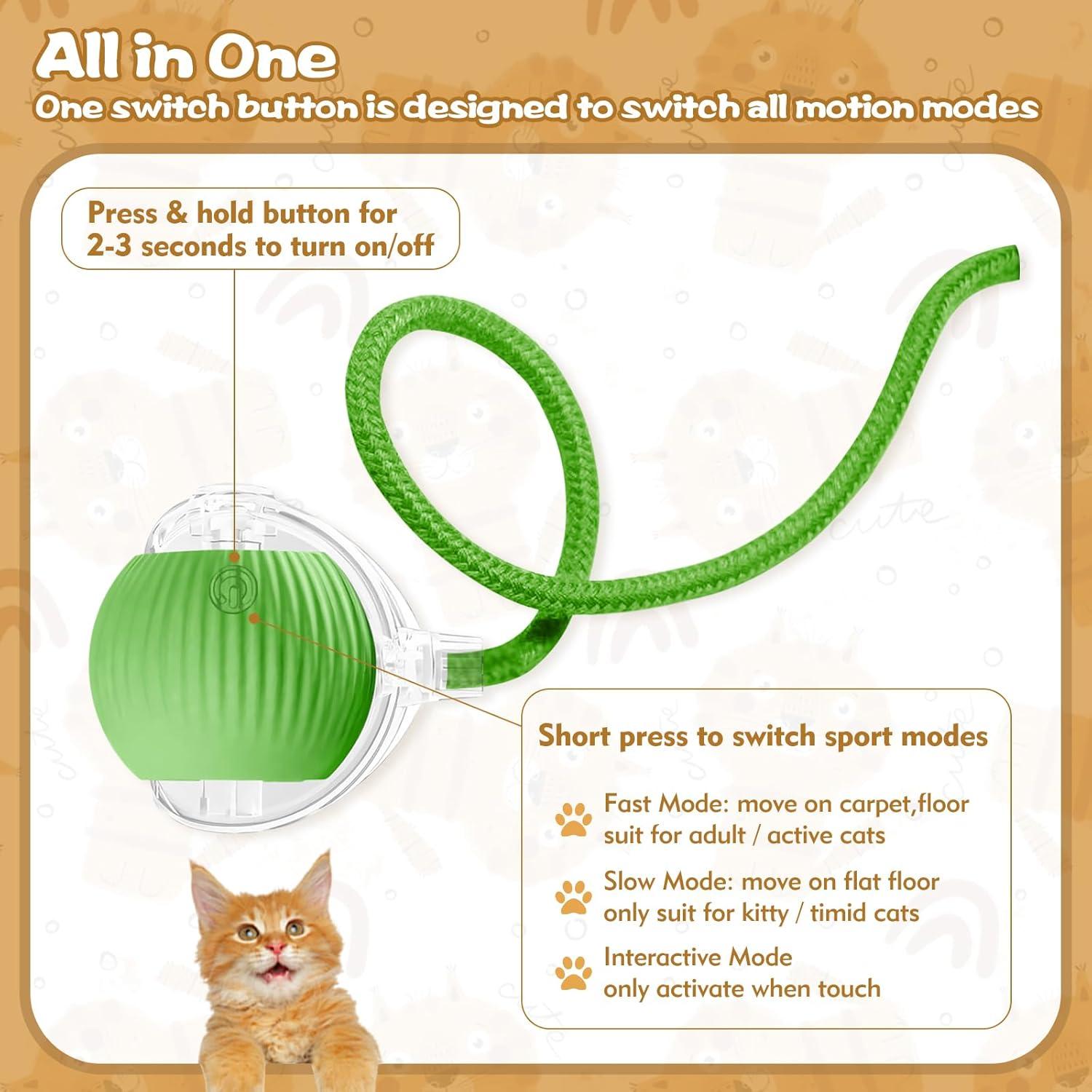 Bola Interactiva para Gatos Peppy Pet - Juguete Automático Verde