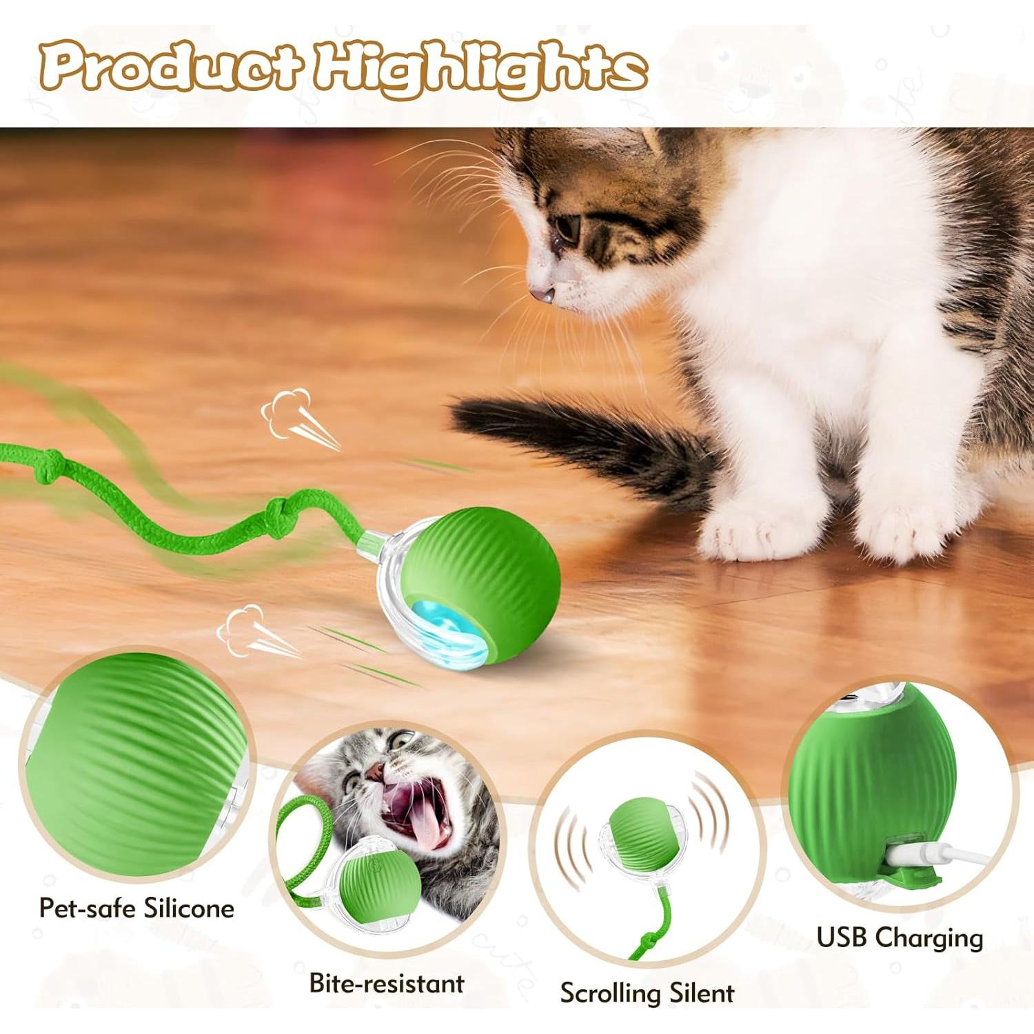 Bola Interactiva para Gatos Peppy Pet - Juguete Automático Verde