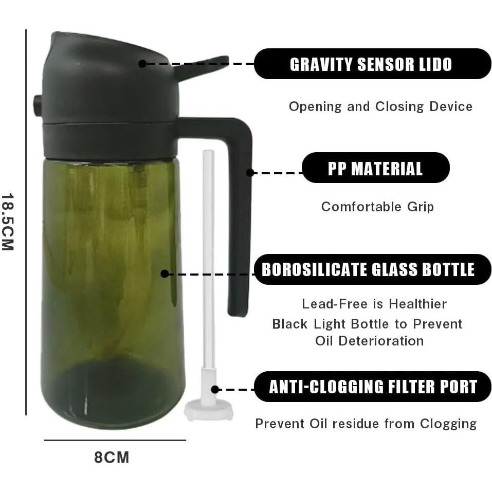 Dispensador de Aceite 2 en 1 Kitchen Maiden 470ml Negro