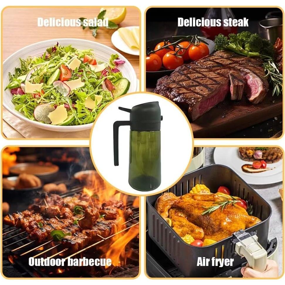 Dispensador de Aceite 2 en 1 Kitchen Maiden 470ml Negro