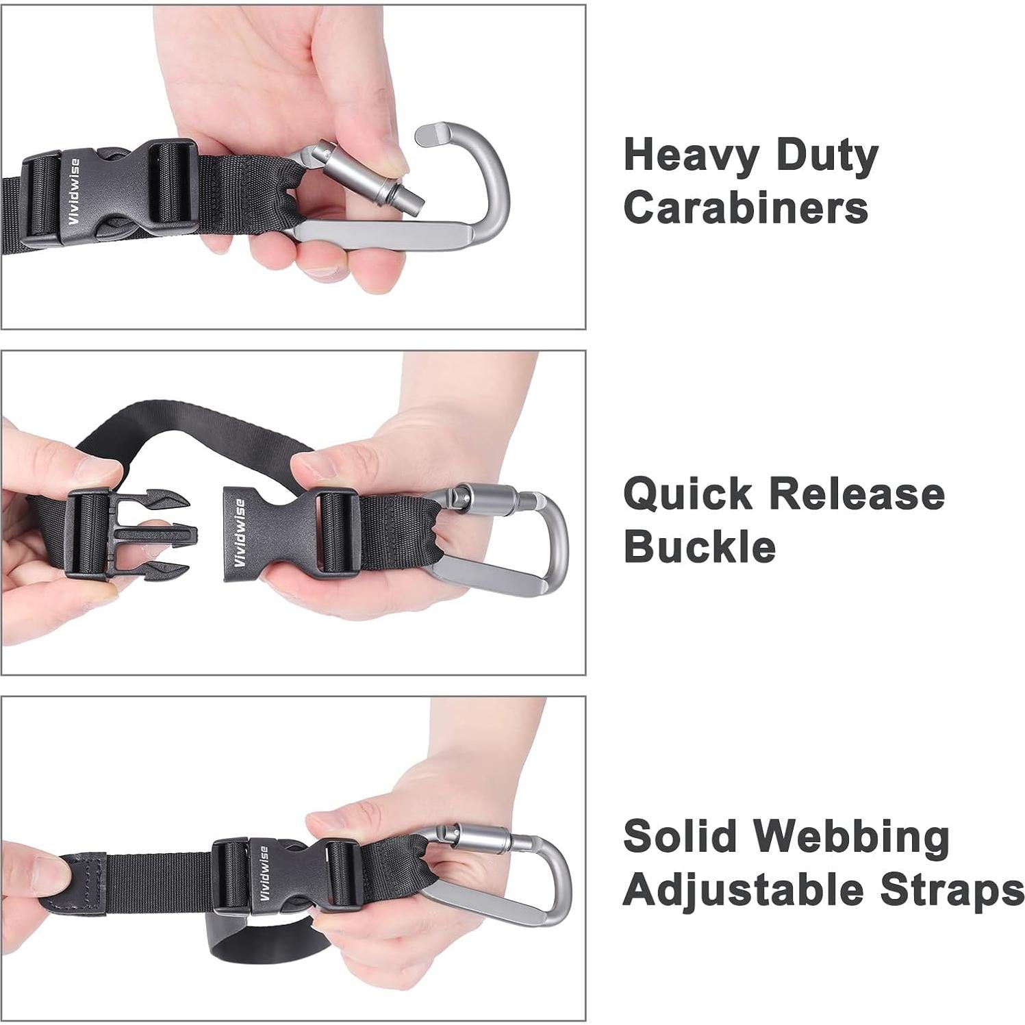 Correa de Equipaje Vividwise Negra Ajustable 46 cm con Gancho