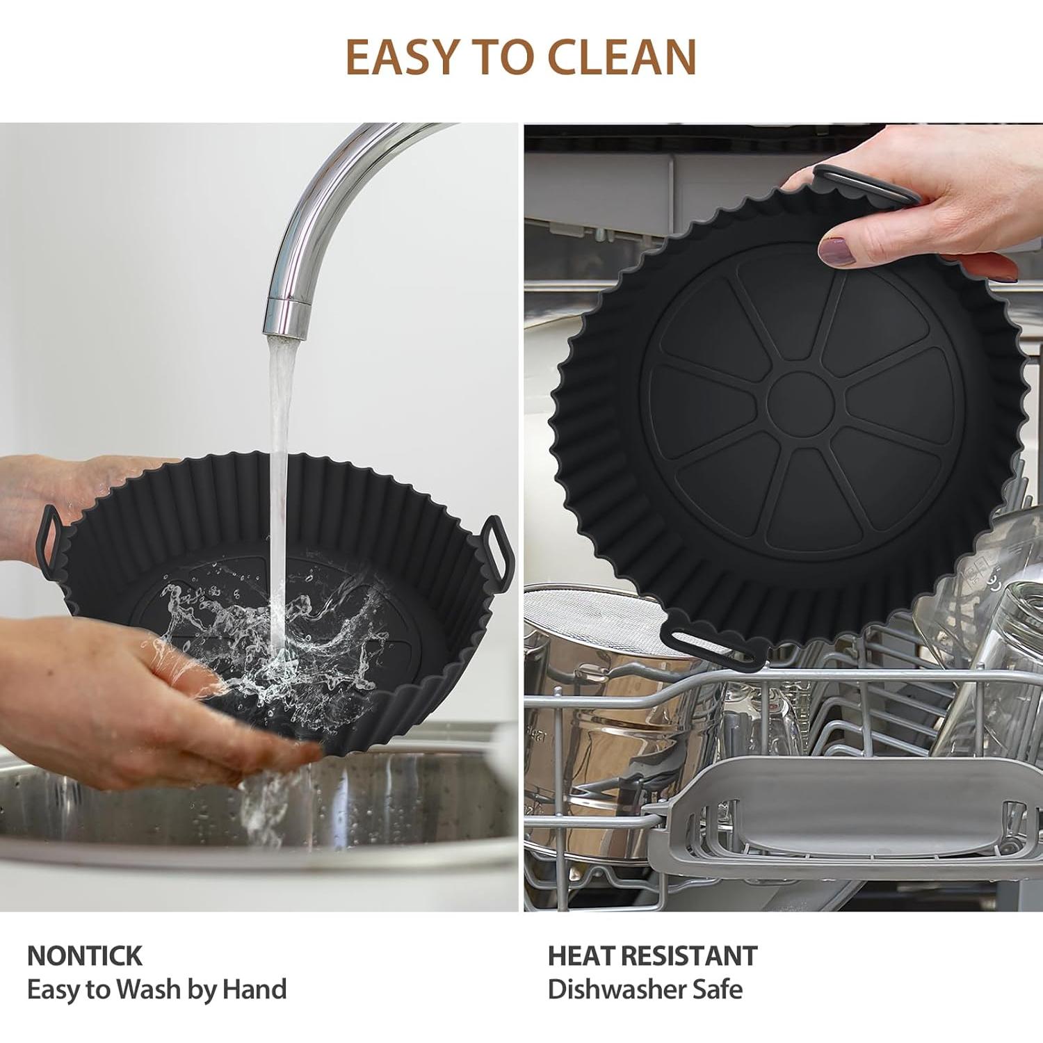 2 Pack Air Fryer Silicone Liners for Ninja, Reusable Silicone Bowl Basket Fit for 3 to 5QT Air Fryer, Replacement of Flammable Parchment Paper