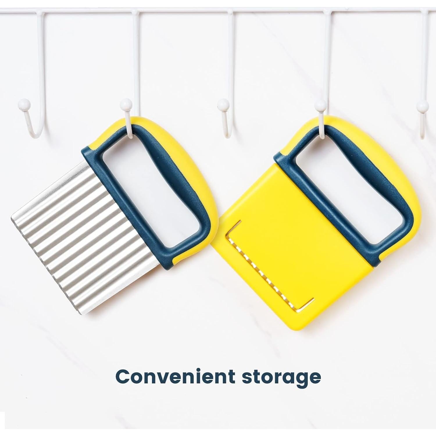 Crinkle Cutter Knife, Potatoes Crinkle Fry Cut and Vegetable Cutter for Veggies, Stainless Steel Carrot Slicer（Yellow）