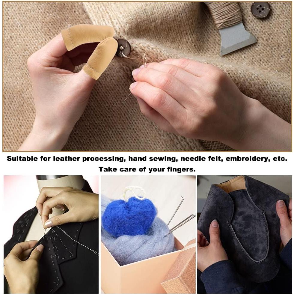 2 Pares Dedales de Cuero Mayboos para Costura y Manualidades