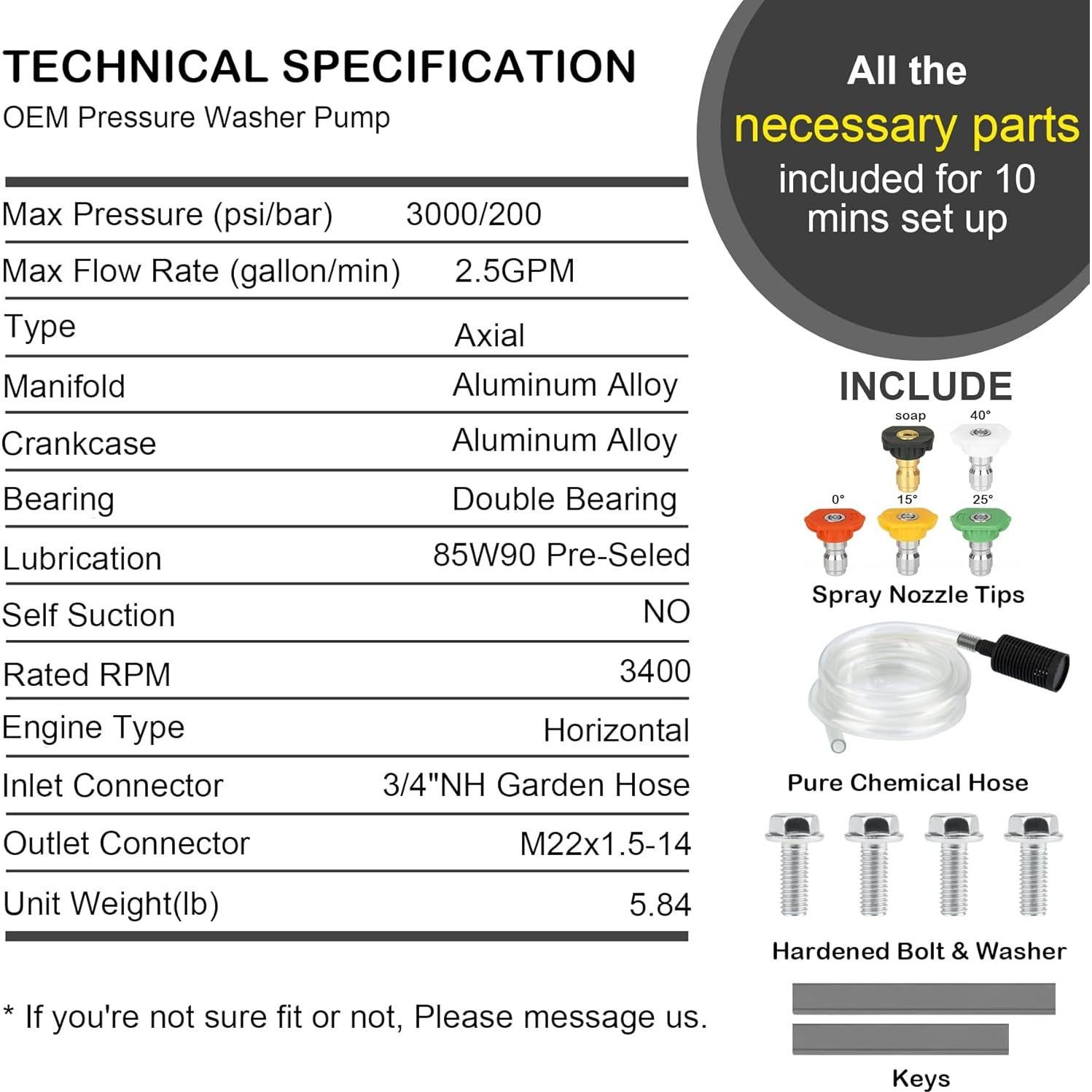 Bomba de Lavadora a Presión Youxmoto 3000 PSI 2.5 GPM