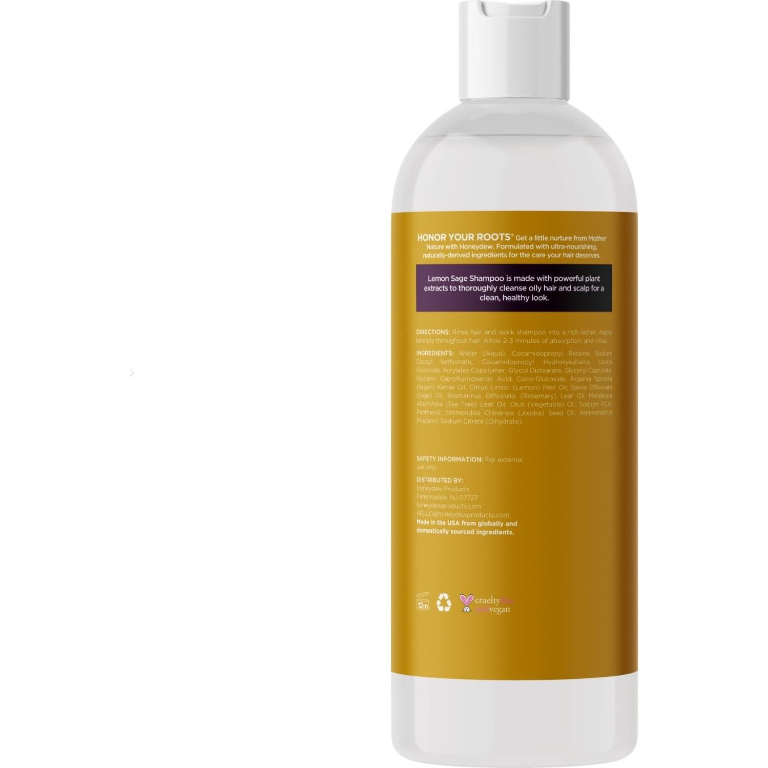 Champú Salvia Limón Sin Sulfatos 226g - Aclarador Cabello Graso