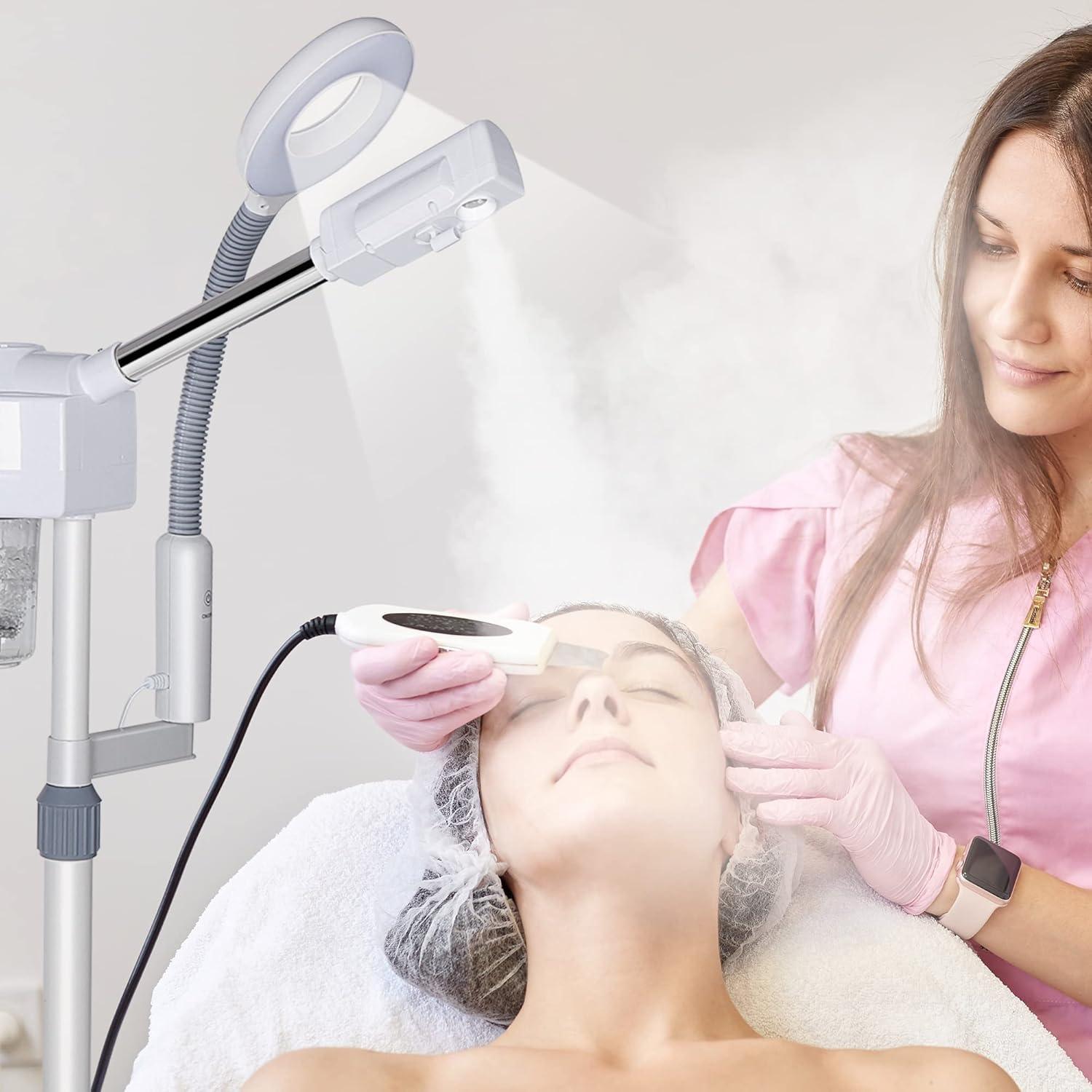 Vaporizador Facial 2 en 1 Nova Microdermabrasion con Ozono y Lámpara 5X