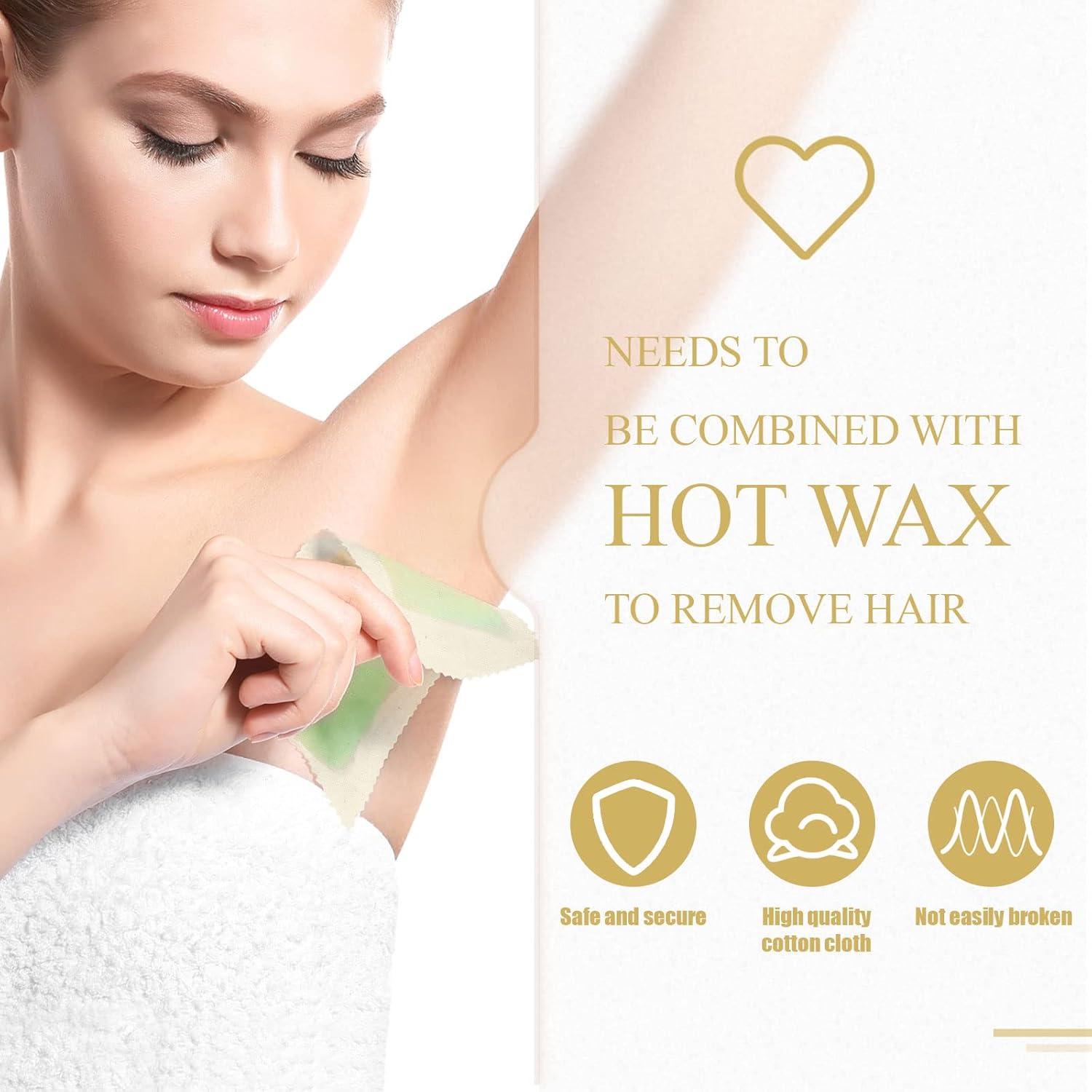 Loopeer 300 Pcs Natural Muslin Epilating Face Wax Strips Hair Removal Eyebrow Precut Body Facial Cotton Wax Cloth Strip for Women Men(4 x 1.5 Inch)