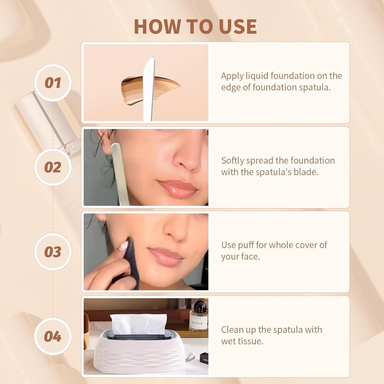 Brocha Plana para Base Docolor y Espátula de Maquillaje