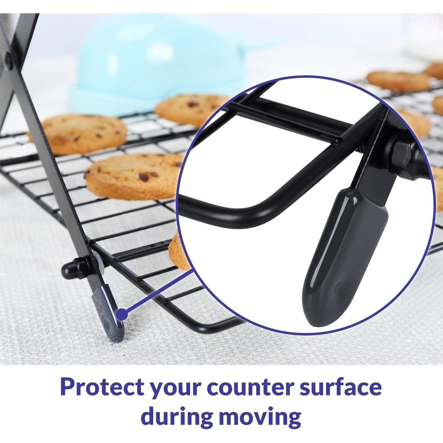 Geesta 2/3/4-Tier Upgraded Collapsible Cooling Rack with Adjustable 3 Setting Design Stackable Roasting Cooking Drying Wire Cooling Rack for Cookies Baking Gifts for Women