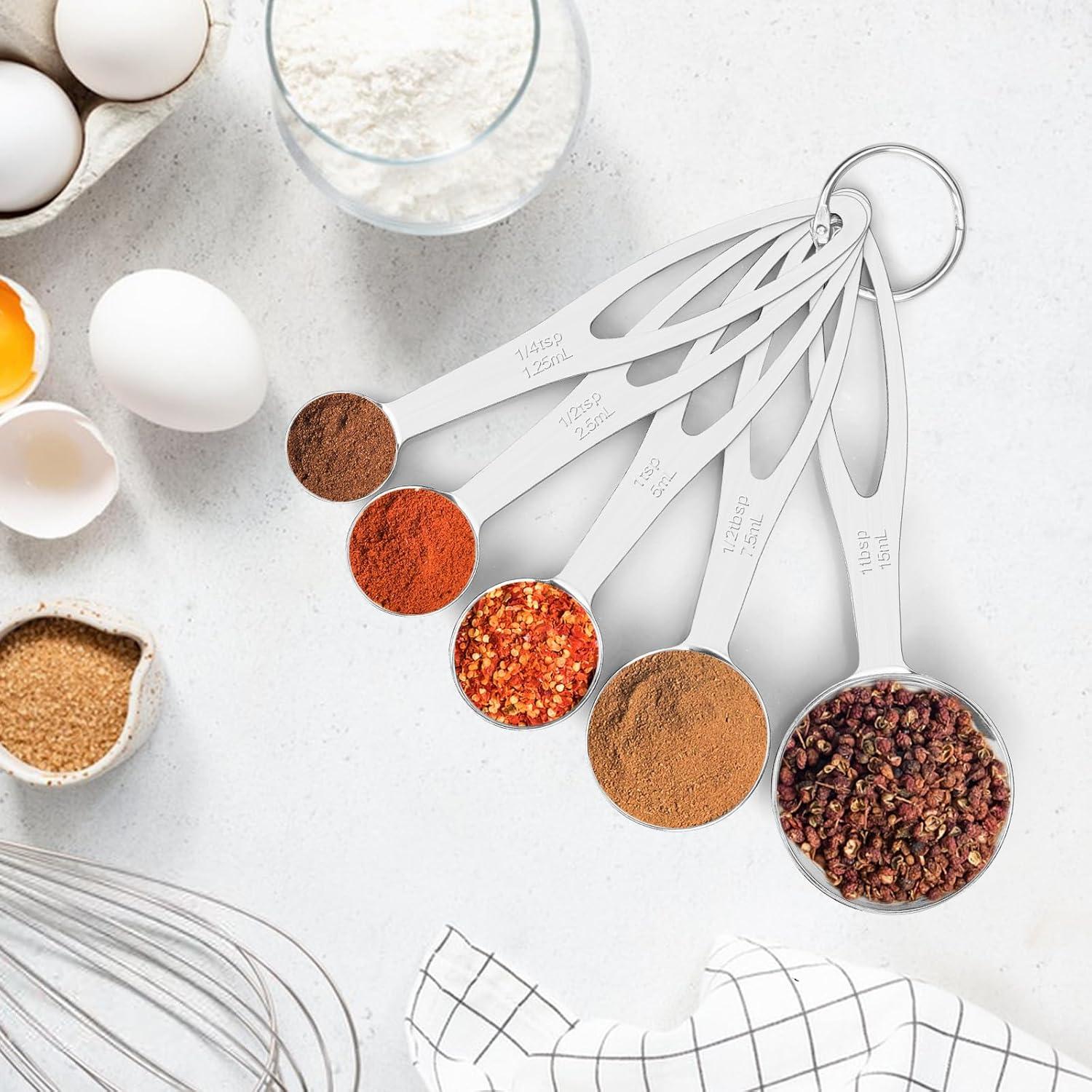 Juego de 5 Cucharas Medidoras Aovchei Acero Inoxidable