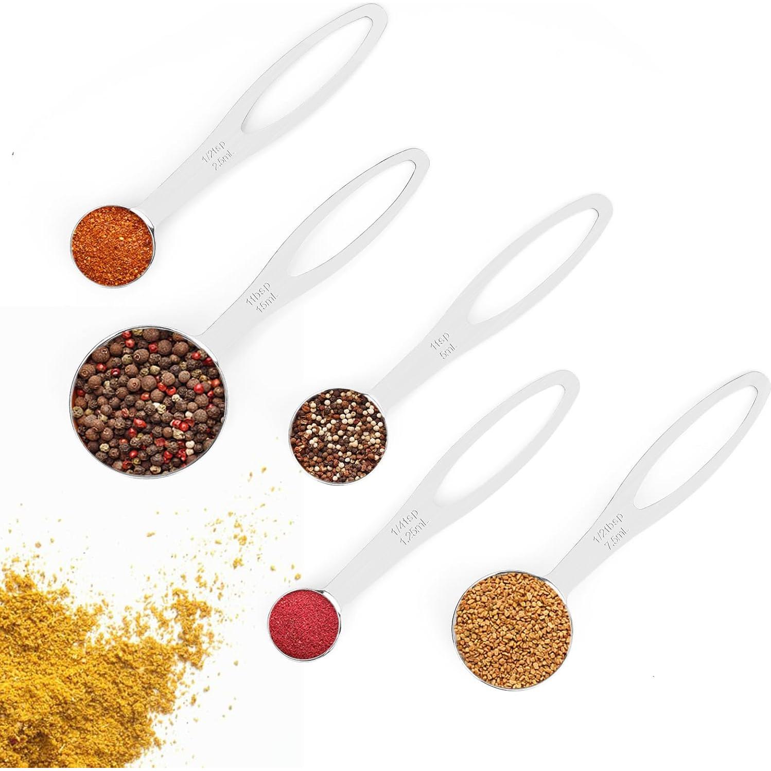 Juego de 5 Cucharas Medidoras Aovchei Acero Inoxidable