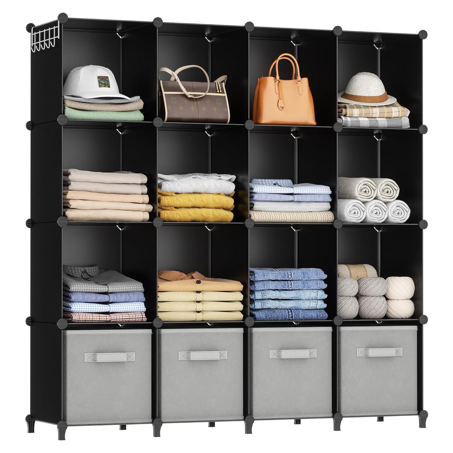 Organizador de Almacenamiento HOMIDEC 16 Cubos Negro 30x30 cm