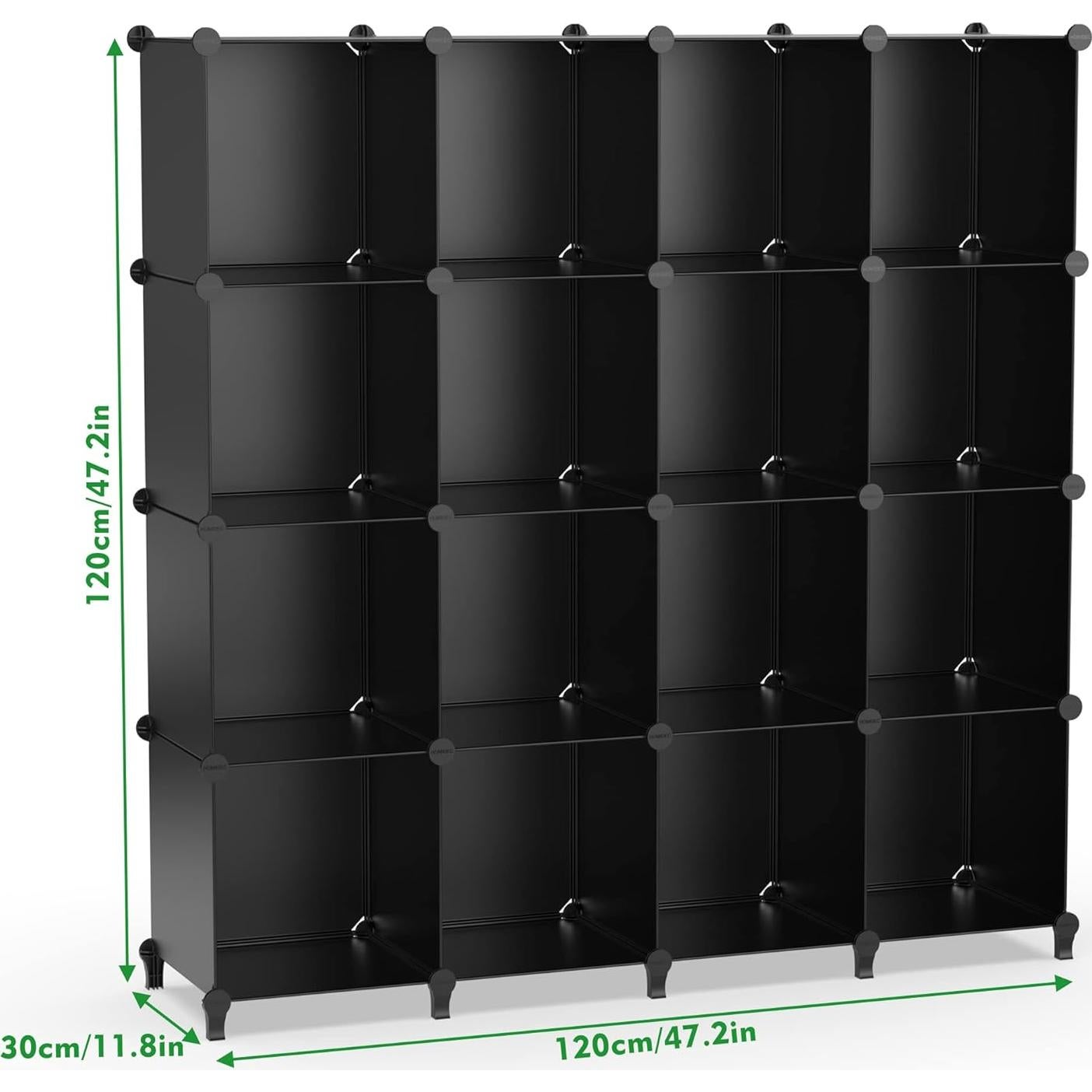 Organizador de Almacenamiento HOMIDEC 16 Cubos Negro 30x30 cm