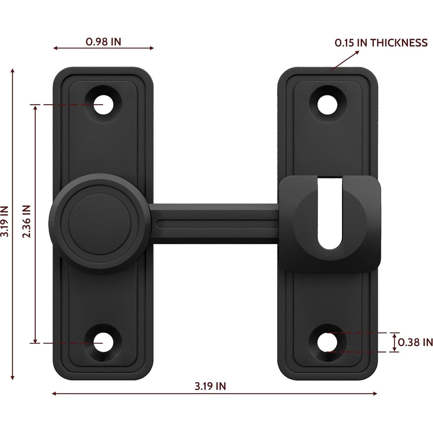 Cerradura de Puerta Deslizante RETRIN 90/180 Grados Zinc Negro