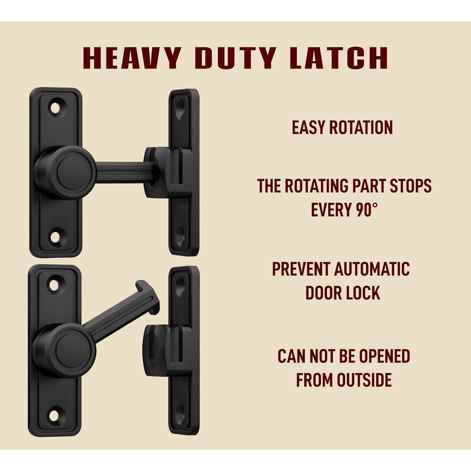 Cerradura de Puerta Deslizante RETRIN 90/180 Grados Zinc Negro