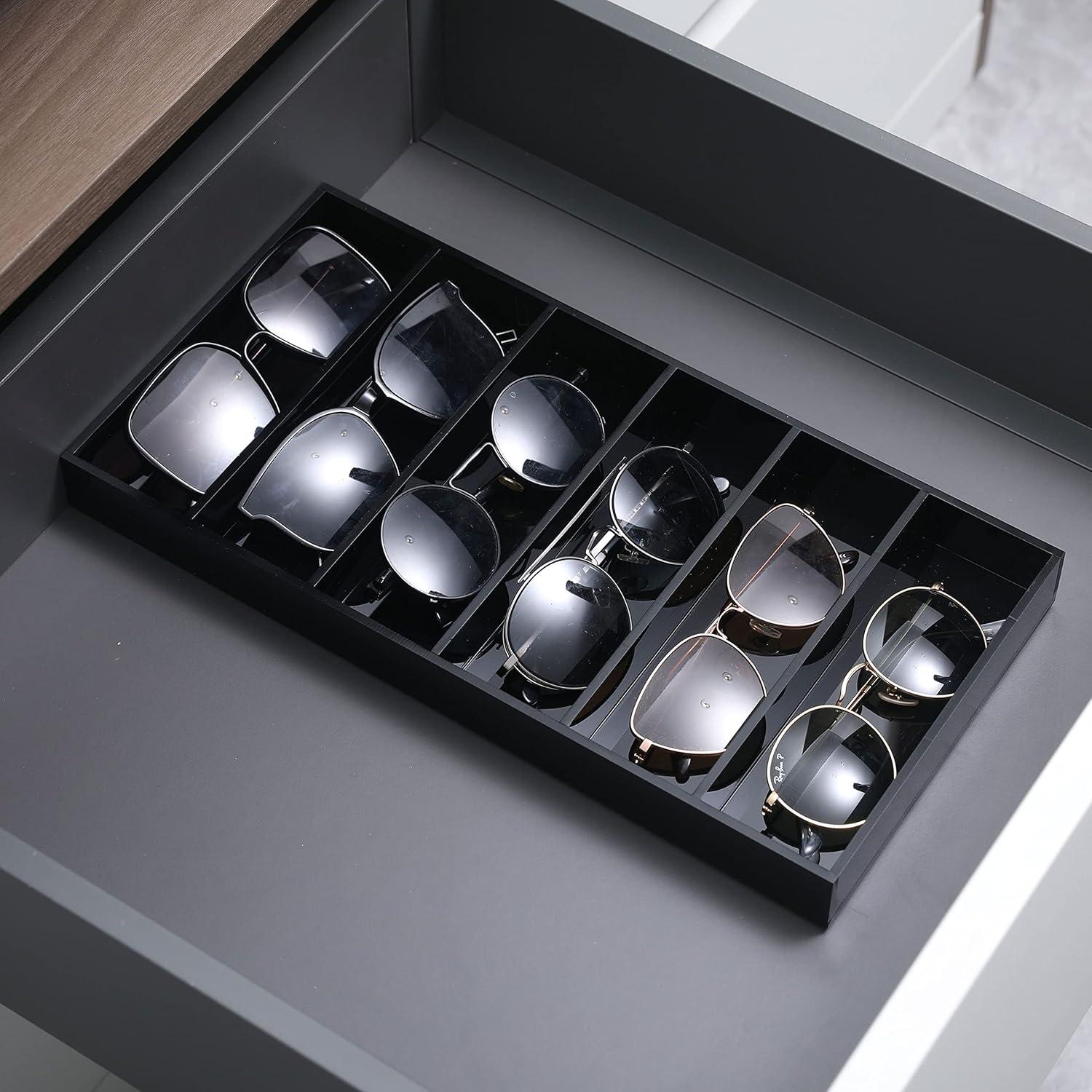Organizador de Gafas MyGift Acrílico Negro 6 Compartimentos