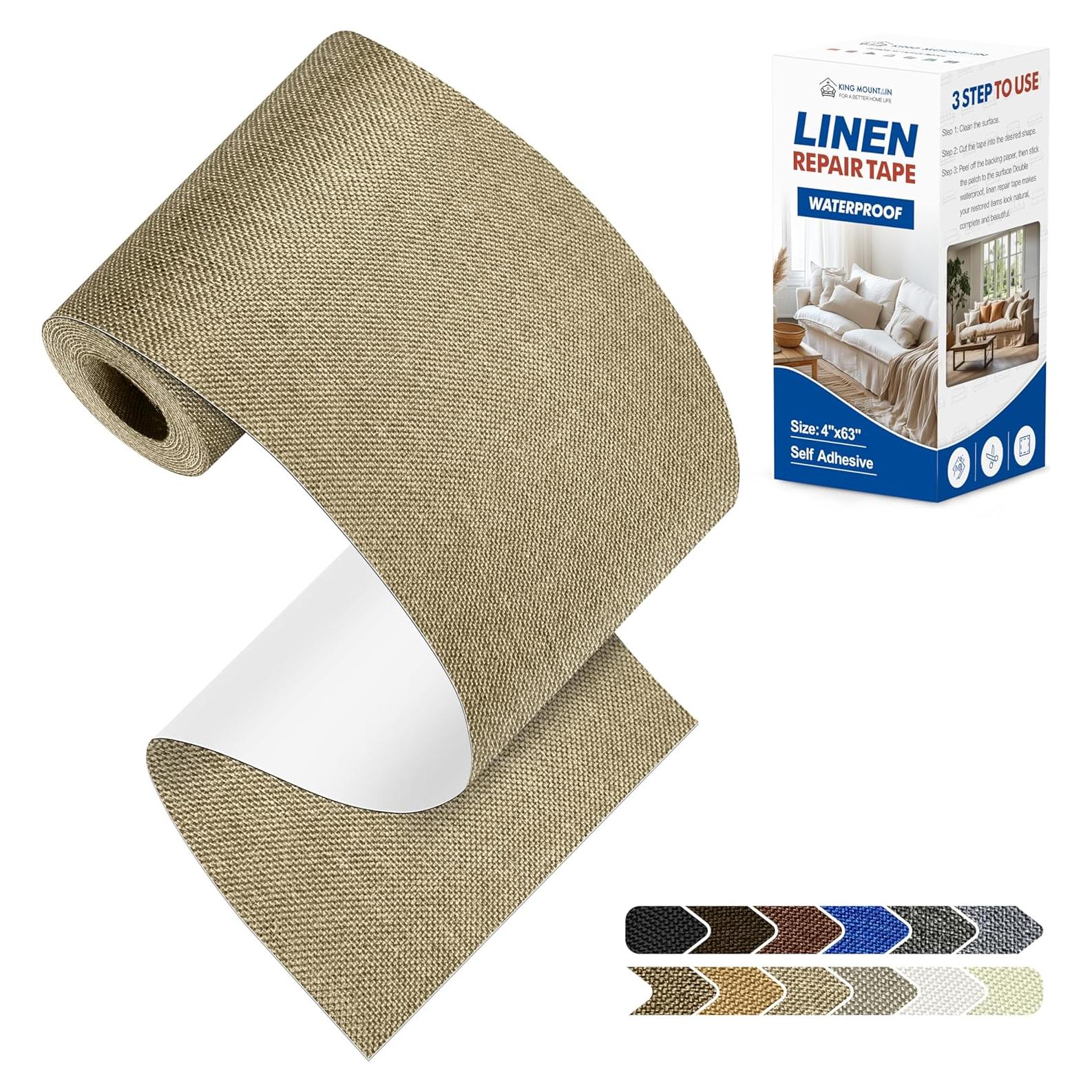 Kit de Parche de Reparación de Tela KING MOUNTAIN 10x160 cm Beige