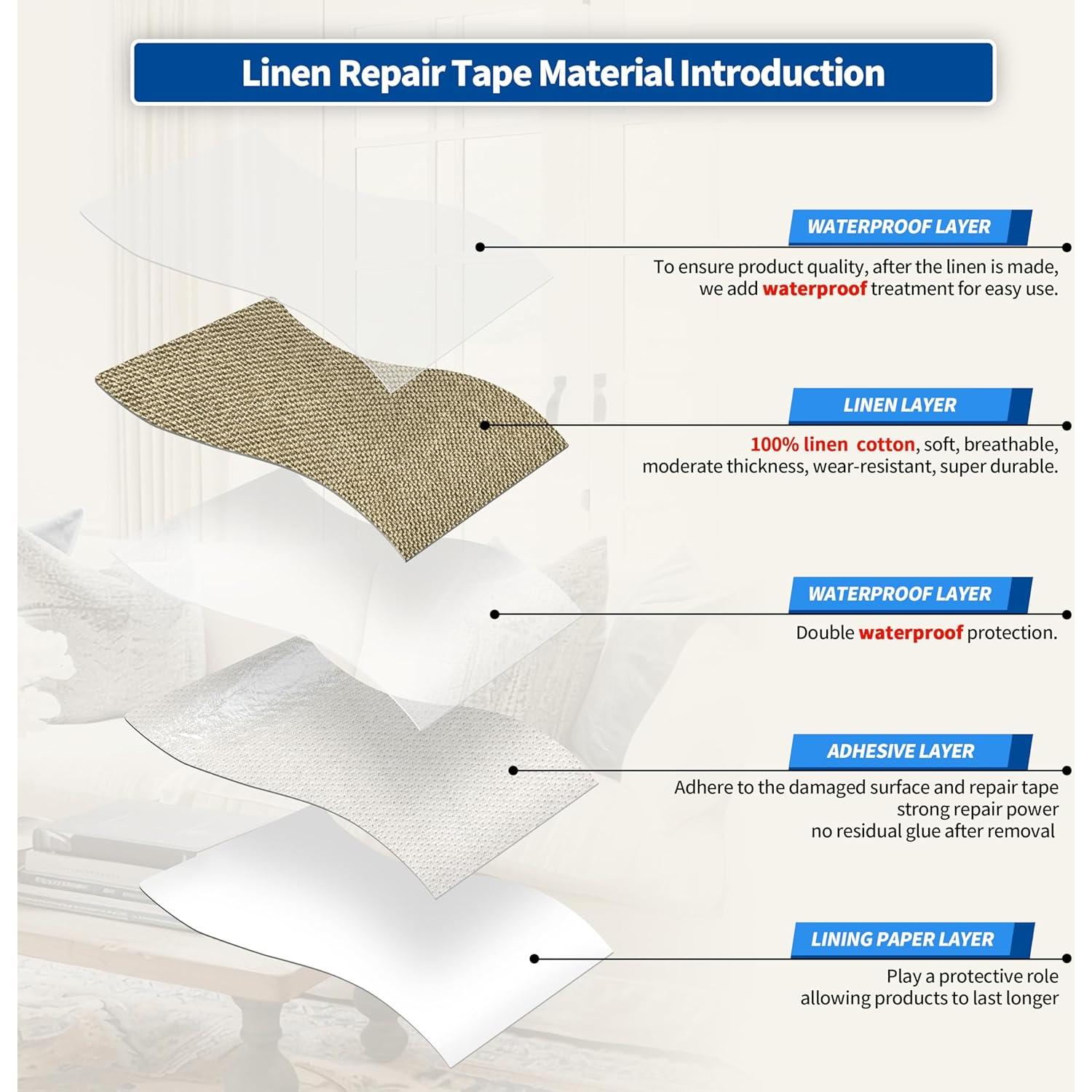 Kit de Parche de Reparación de Tela KING MOUNTAIN 10x160 cm Beige