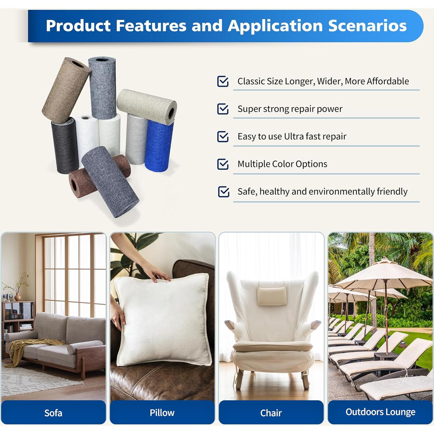 Kit de Parche de Reparación de Tela KING MOUNTAIN 10x160 cm Beige