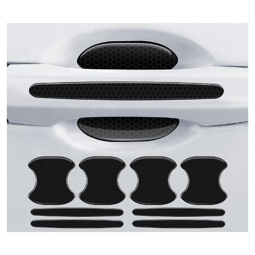 8Pcs Car Door Handle Bowl Sticker, Reflective Car Door Handle Paint Scratch Protector, Self-Adhesive Scratch Collision Protection Guard, Auto Exterior Decor Universal for SUV Truck RV (Black)