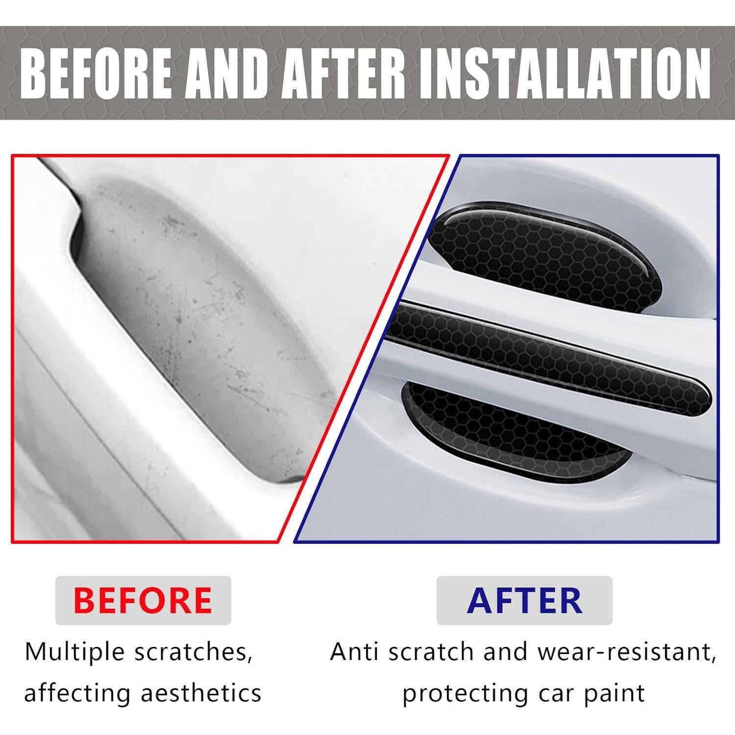 8Pcs Car Door Handle Bowl Sticker, Reflective Car Door Handle Paint Scratch Protector, Self-Adhesive Scratch Collision Protection Guard, Auto Exterior Decor Universal for SUV Truck RV (Black)