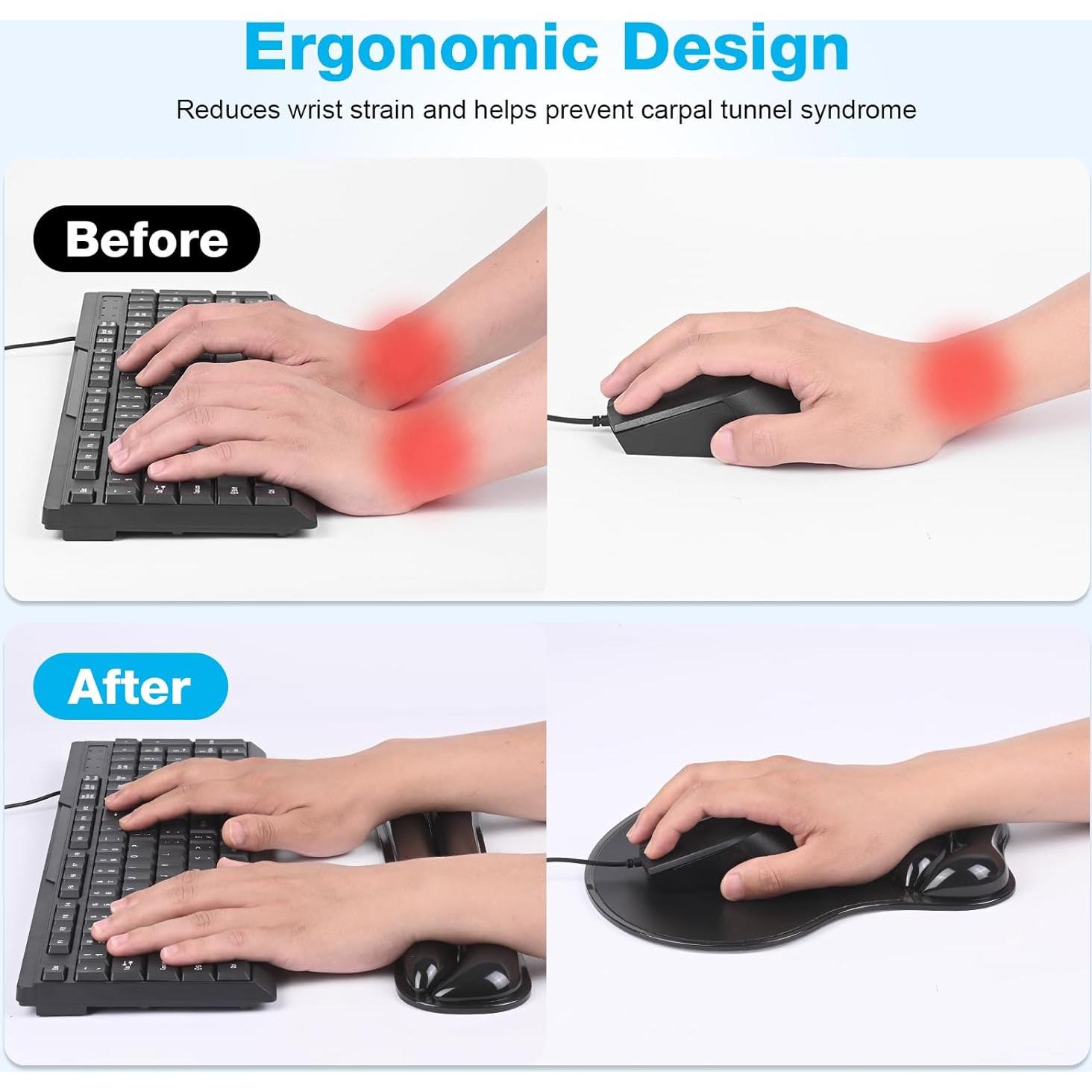 Juego de reposamuñecas ergonómico Laokiiy para teclado y mouse