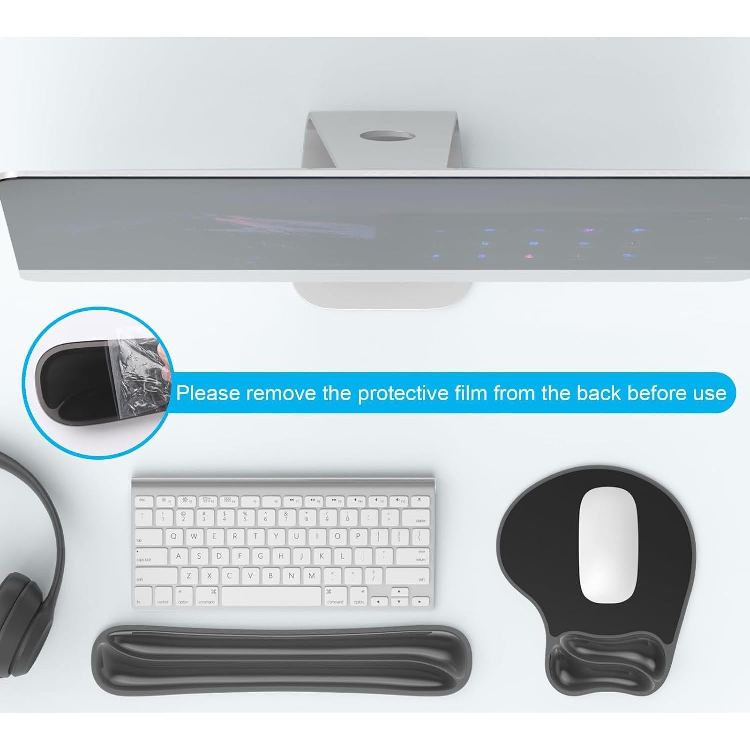 Juego de reposamuñecas ergonómico Laokiiy para teclado y mouse