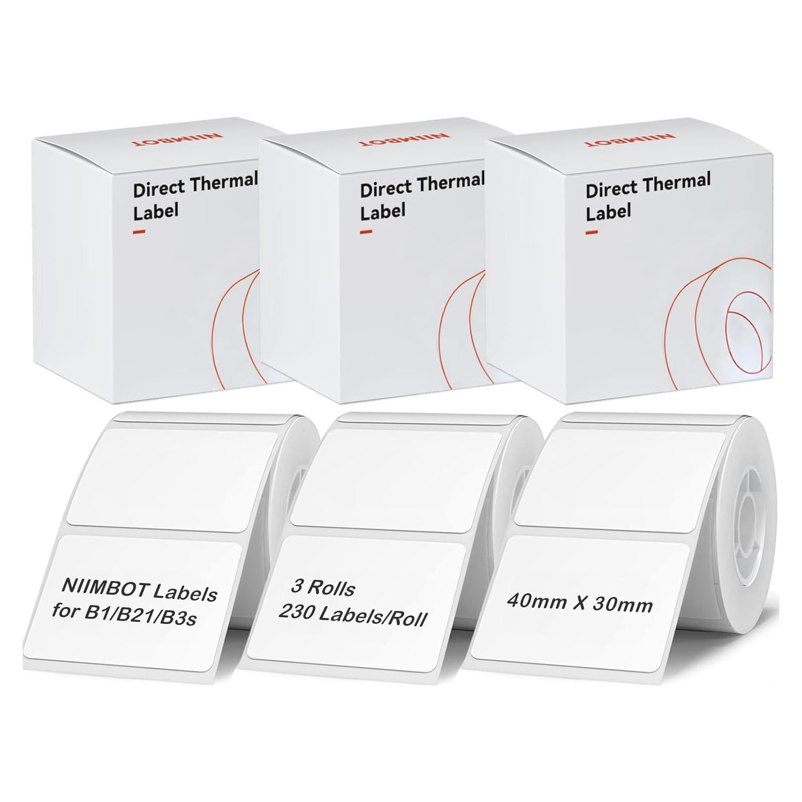 Etiquetas térmicas autoadhesivas NIIMBOT B1/B21/B3S 40x30mm - 3 rollos
