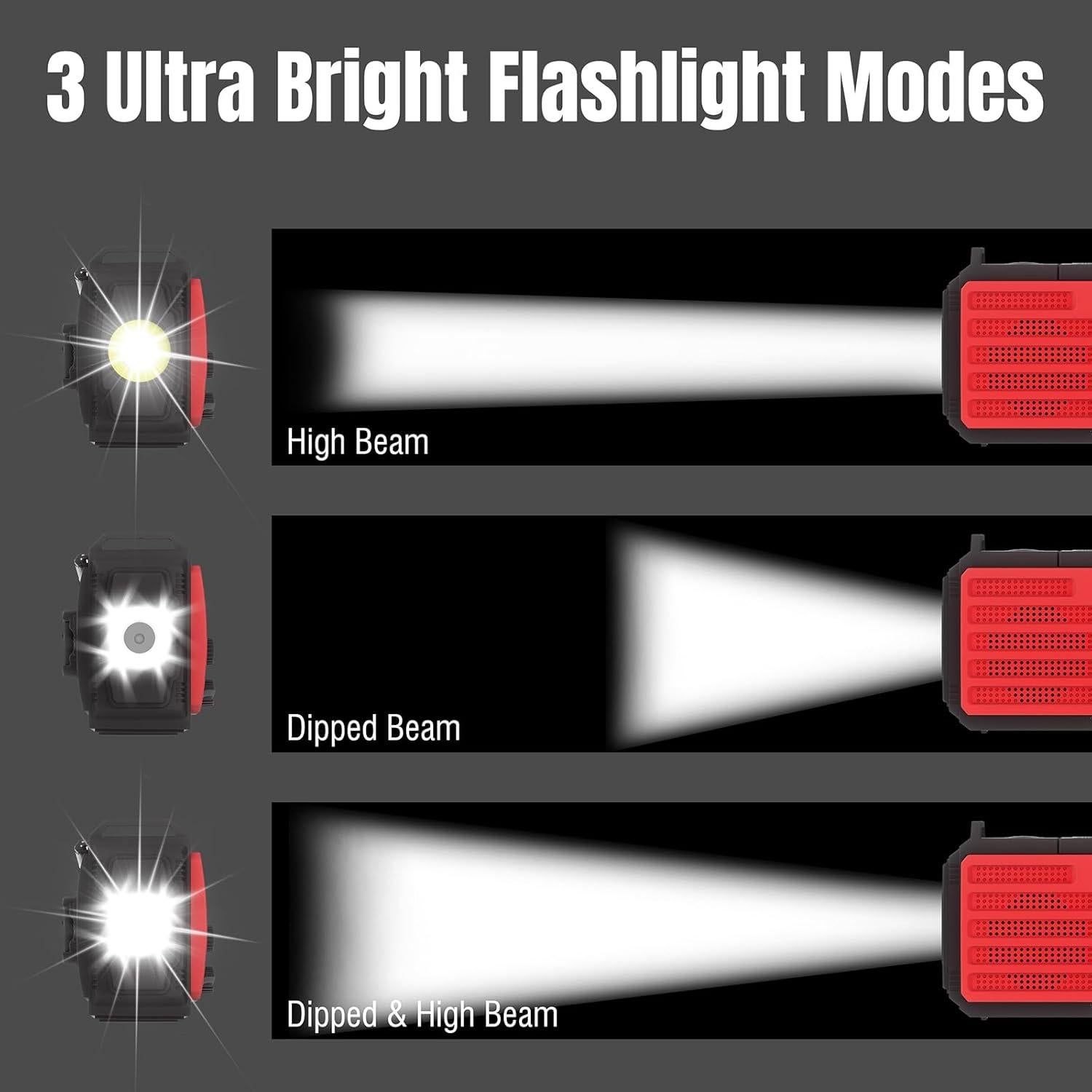 [37000mWh Battery] Raddy SW10 Emergency Radio, Hand Crank Solar, AM FM NOAA Radio with Rechargeable Battery Flashlight SOS Alarm Compass, Power Bank for Power Outage Camping Hurricane Outdoor