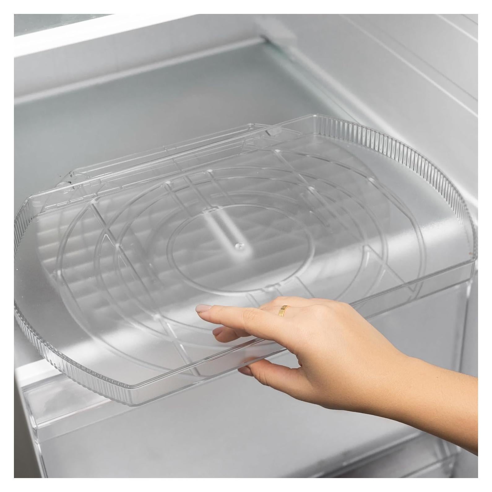 NOSTALGIQ Spin 360 Lazy Susan Turntable Organizer for Refrigerator | Clear Rectangle Lazy Susan | Condiment Organizer for Fridge Organizers and Storage | Cabinet, Kitchen, Pantry, Countertop