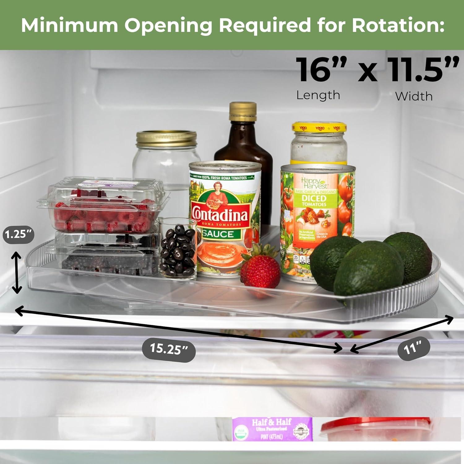 NOSTALGIQ Spin 360 Lazy Susan Turntable Organizer for Refrigerator | Clear Rectangle Lazy Susan | Condiment Organizer for Fridge Organizers and Storage | Cabinet, Kitchen, Pantry, Countertop