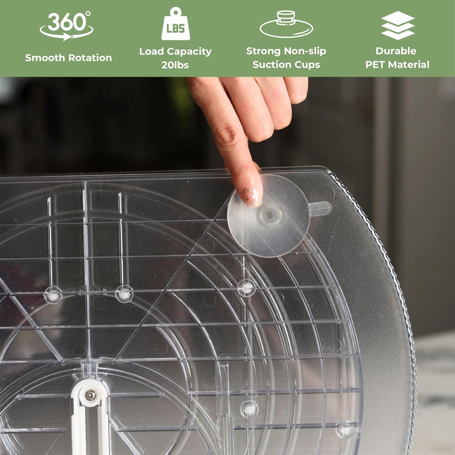 NOSTALGIQ Spin 360 Lazy Susan Turntable Organizer for Refrigerator | Clear Rectangle Lazy Susan | Condiment Organizer for Fridge Organizers and Storage | Cabinet, Kitchen, Pantry, Countertop