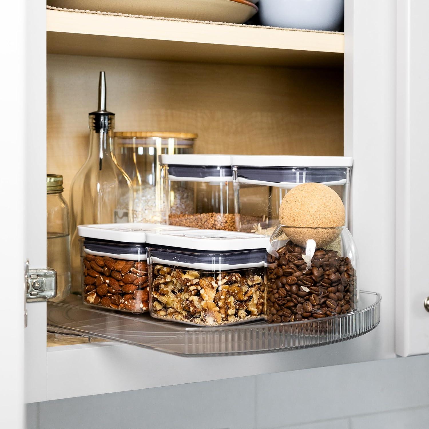 NOSTALGIQ Spin 360 Lazy Susan Turntable Organizer for Refrigerator | Clear Rectangle Lazy Susan | Condiment Organizer for Fridge Organizers and Storage | Cabinet, Kitchen, Pantry, Countertop