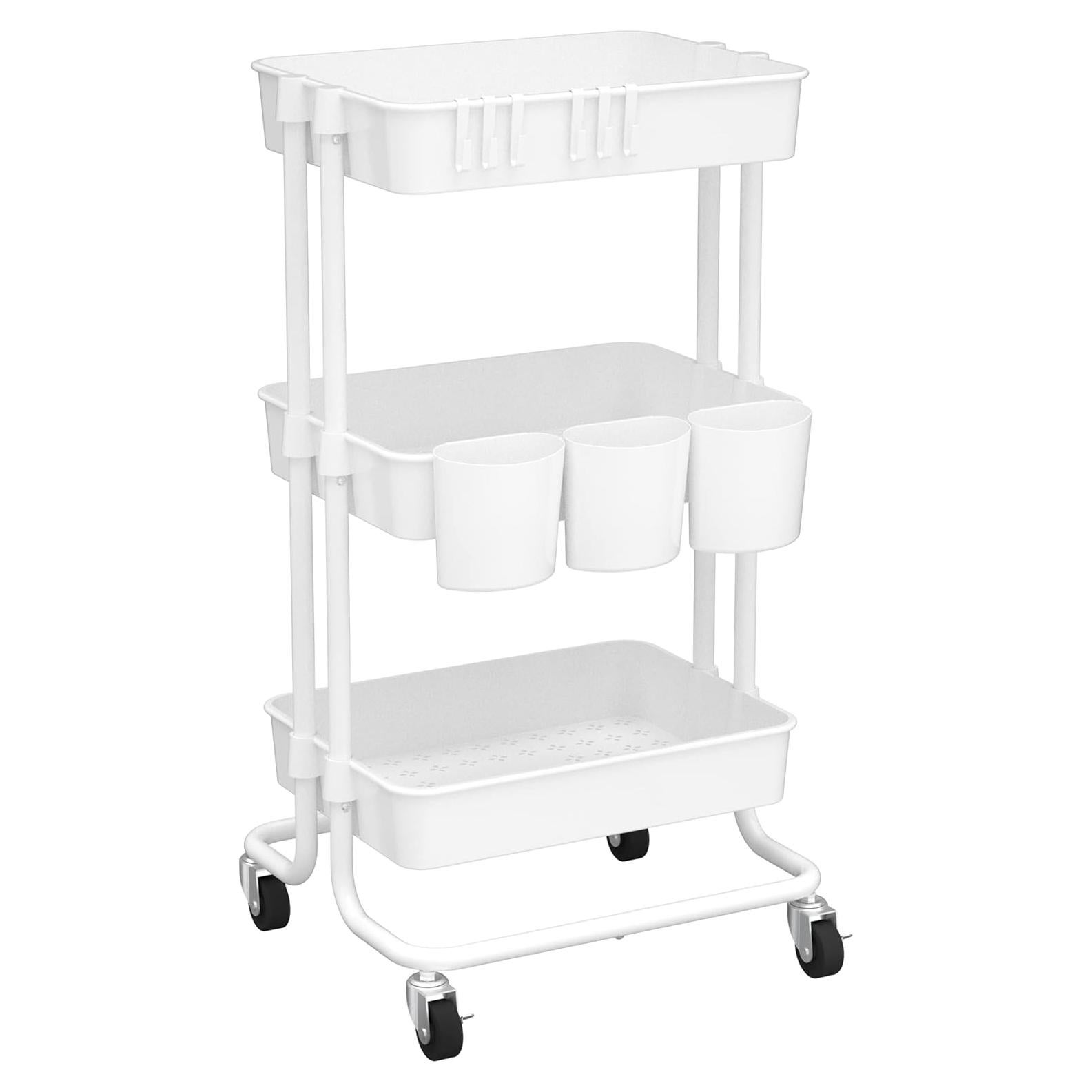 Carrito Organizador Rodante CAXXA 3 Niveles Blanco 54.43 kg