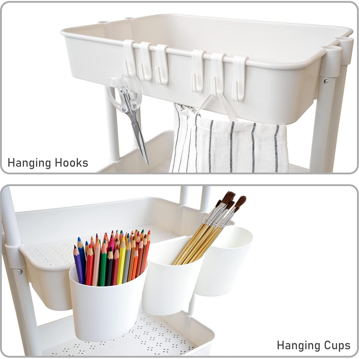 Carrito Organizador Rodante CAXXA 3 Niveles Blanco 54.43 kg