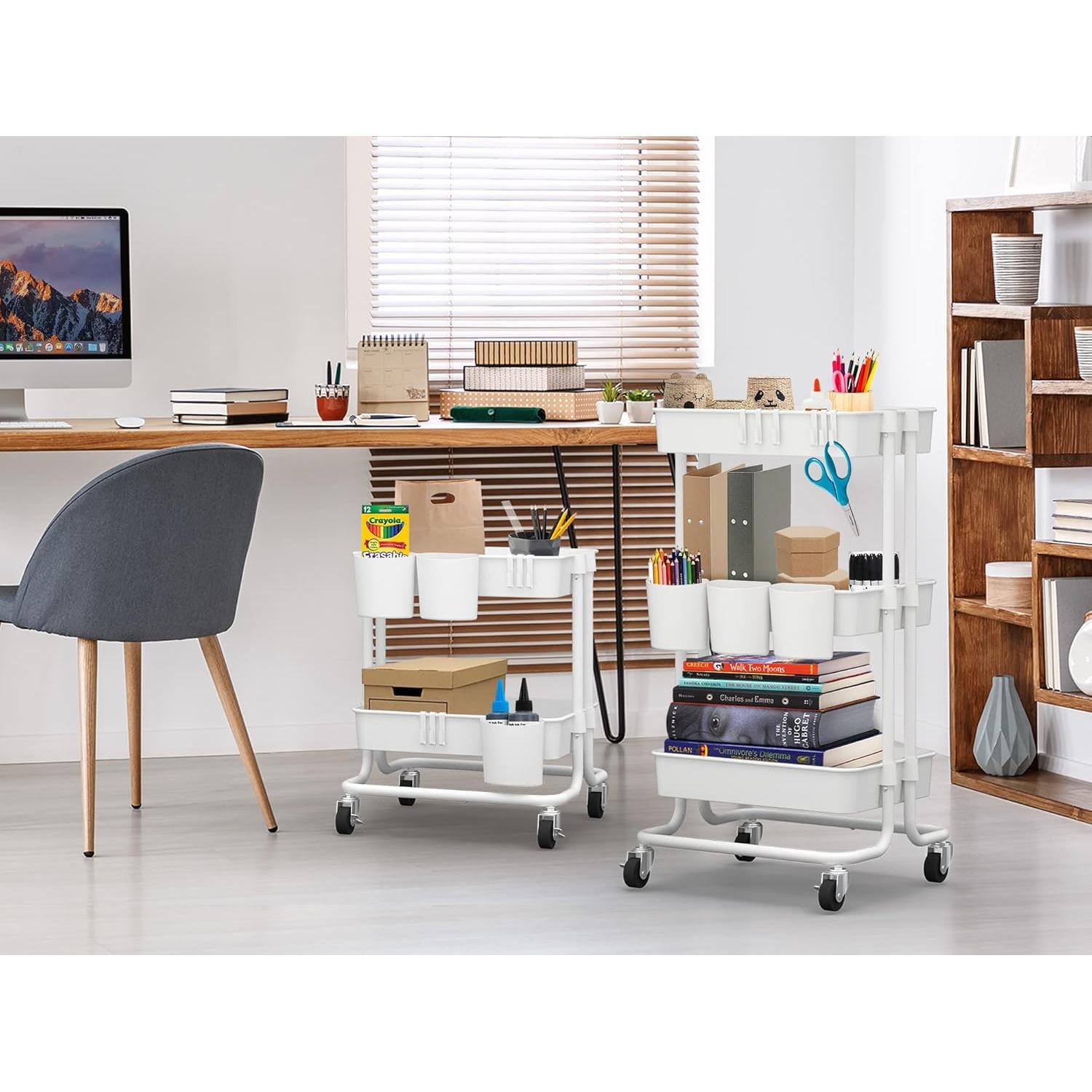 Carrito Organizador Rodante CAXXA 3 Niveles Blanco 54.43 kg