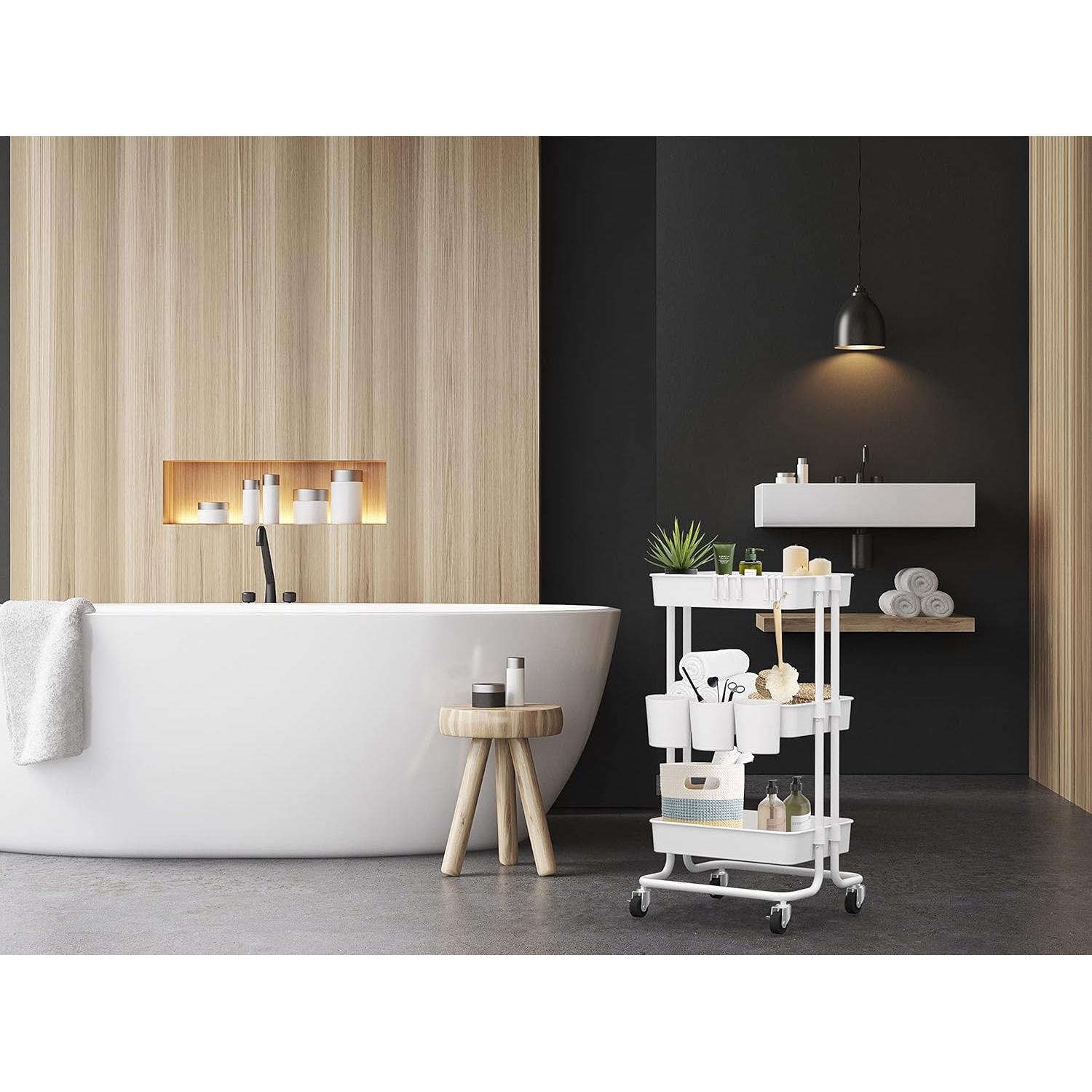 Carrito Organizador Rodante CAXXA 3 Niveles Blanco 54.43 kg