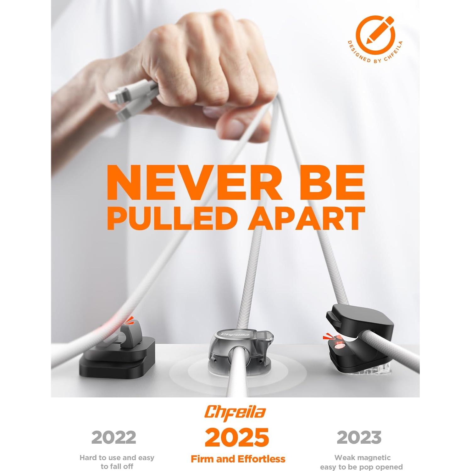 Clip Organizador de Cables Chfeila 6 Paquete Negro Transparente