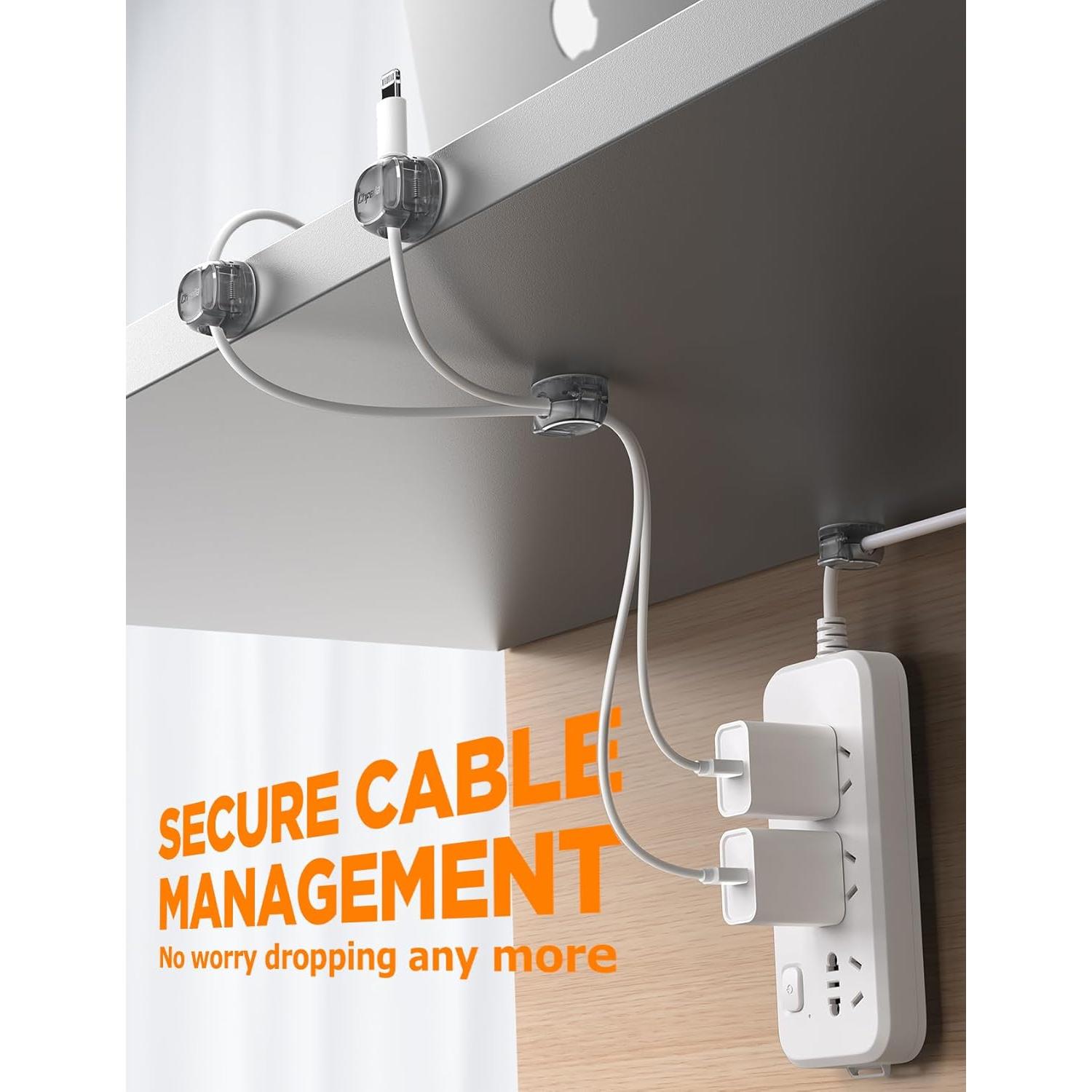 Clip Organizador de Cables Chfeila 6 Paquete Negro Transparente