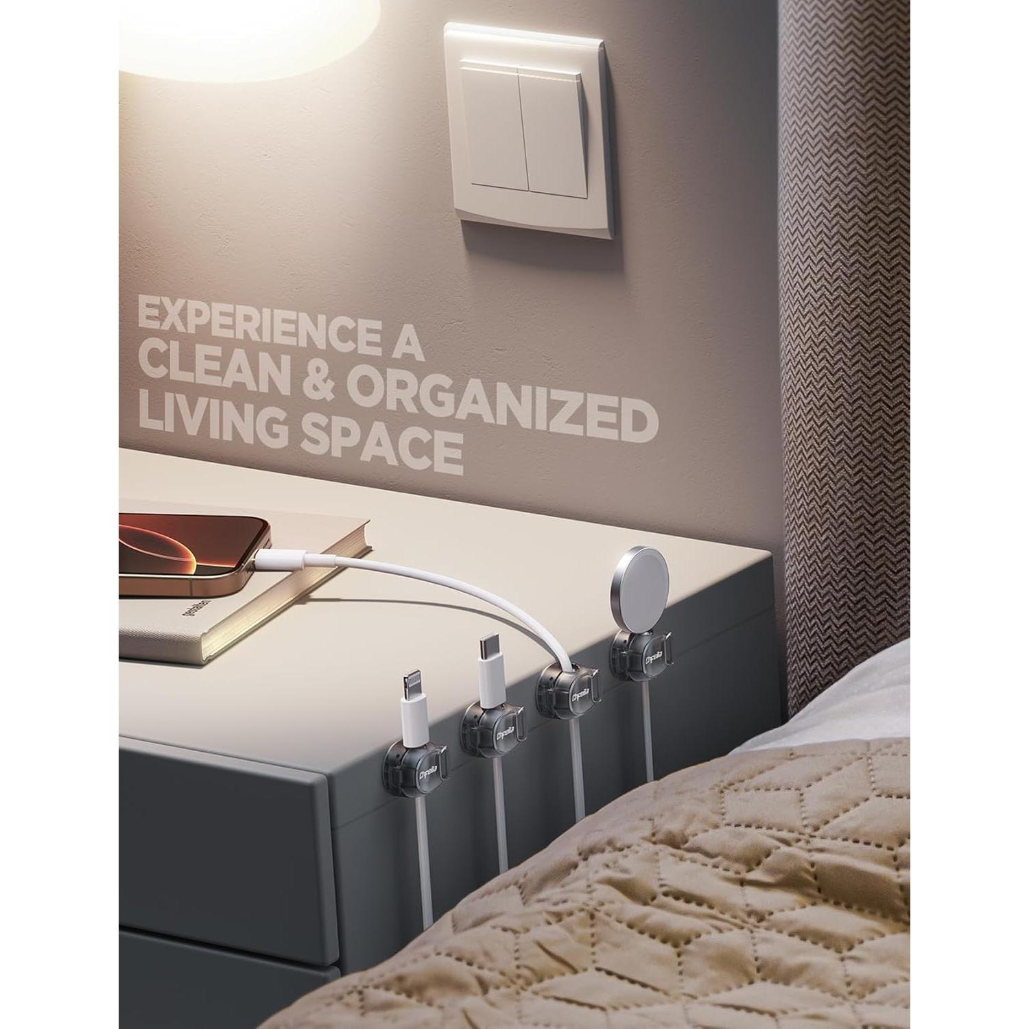 Clip Organizador de Cables Chfeila 6 Paquete Negro Transparente