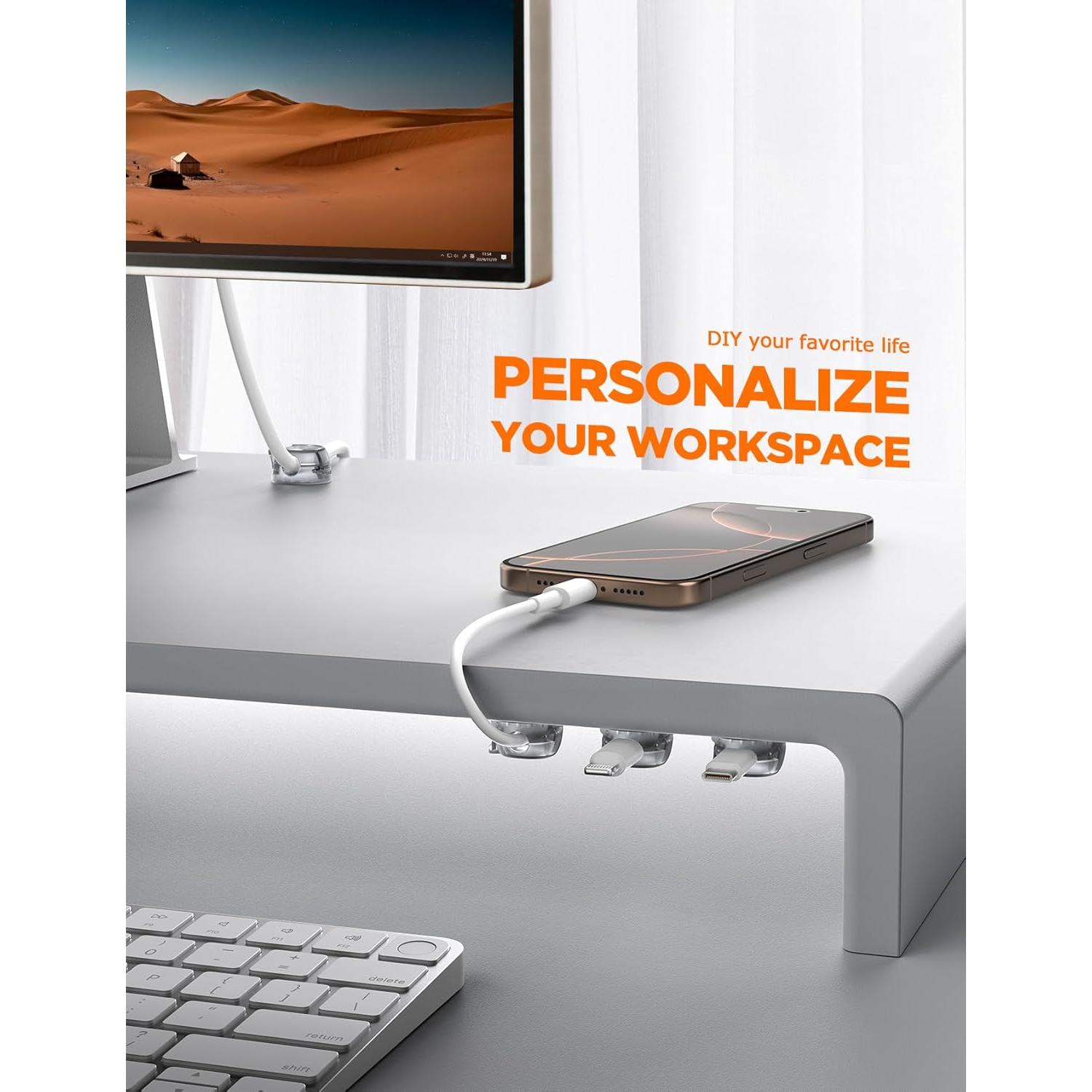 Clip Organizador de Cables Chfeila 6 Paquete Negro Transparente