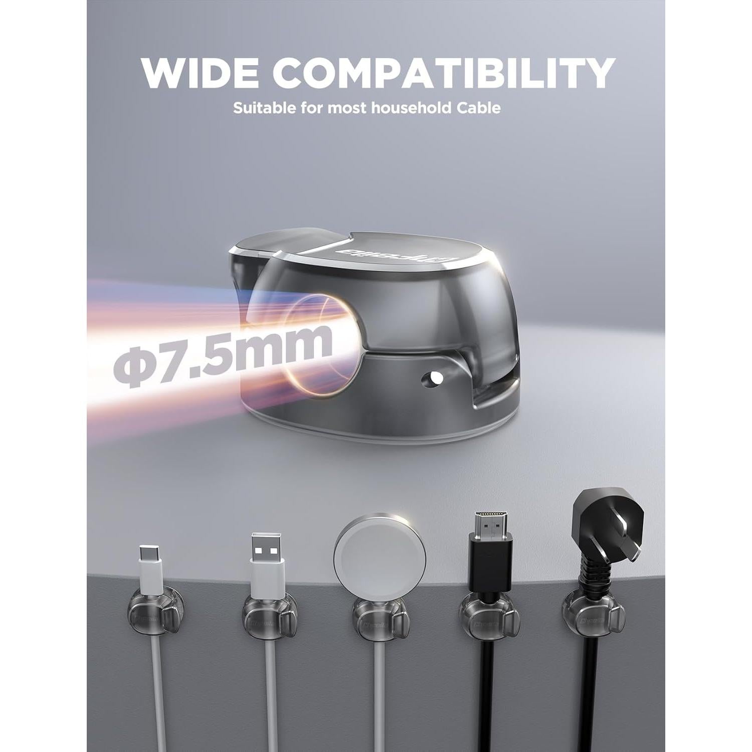 Clip Organizador de Cables Chfeila 6 Paquete Negro Transparente