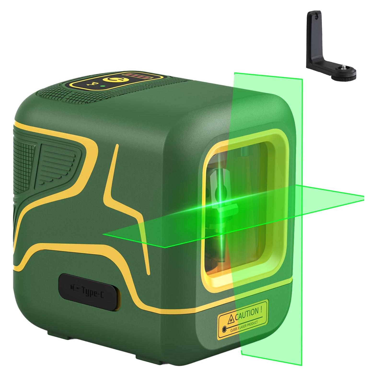 Fanttik D2 Pocket Green Laser Level, 100 ft Self-Leveling Cross Line Laser, Type-C Rechargeable, Rotatable 360 Degree, Pulse Mode, Magnetic Bracket, Carrying Pouch, for Picture Hanging and Home DIY