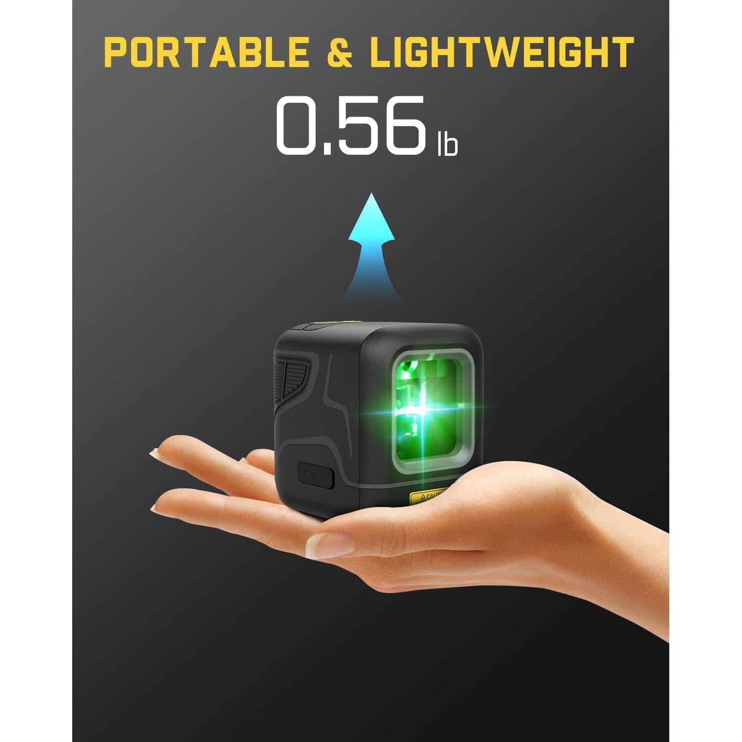 Fanttik D2 Pocket Green Laser Level, 100 ft Self-Leveling Cross Line Laser, Type-C Rechargeable, Rotatable 360 Degree, Pulse Mode, Magnetic Bracket, Carrying Pouch, for Picture Hanging and Home DIY