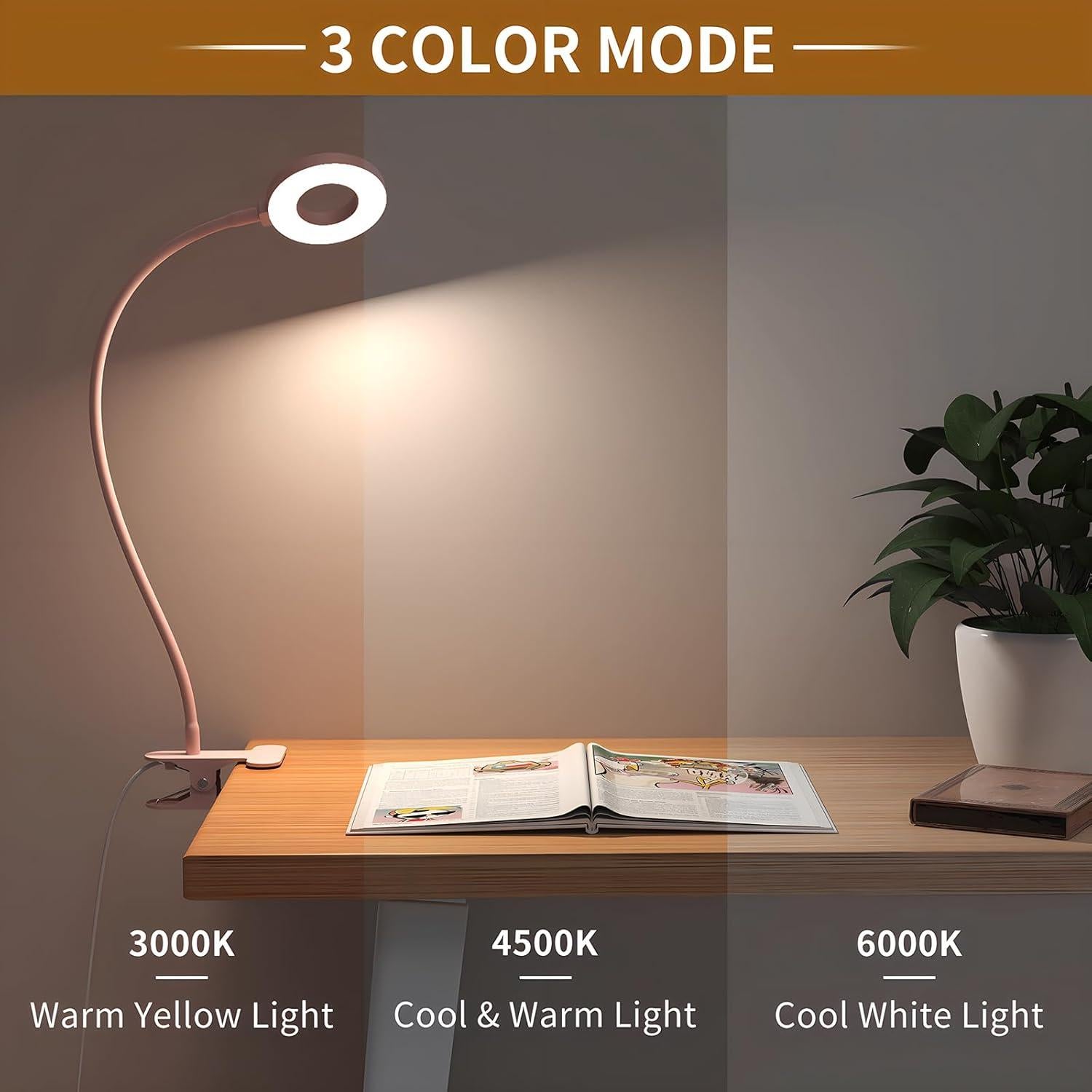 Lámpara de Escritorio LED iZELL Rosa 3 Modos 10 Brillos