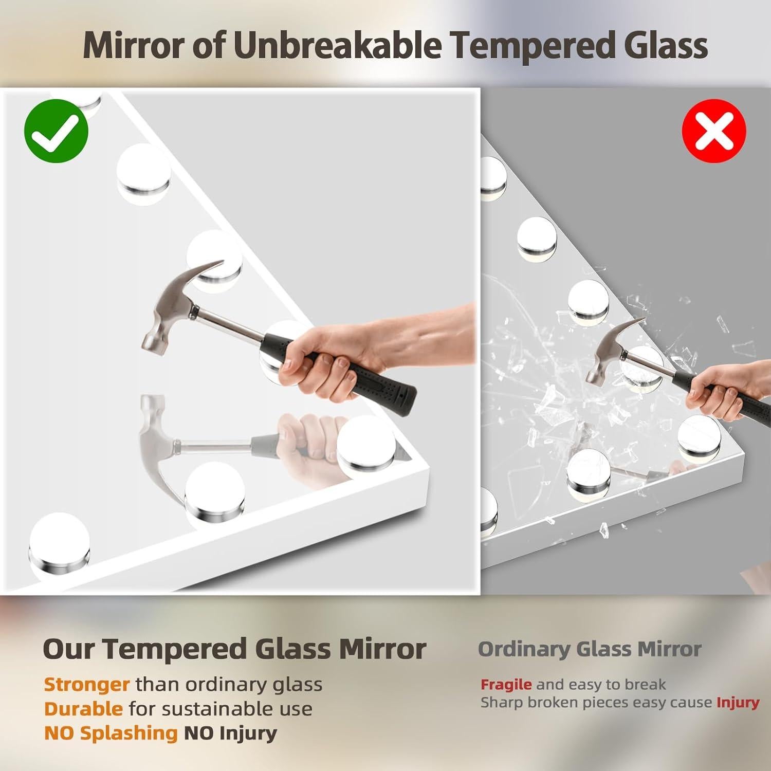 Espejo de Tocador FENCHILIN Iluminado 45.7x57.9cm con USB