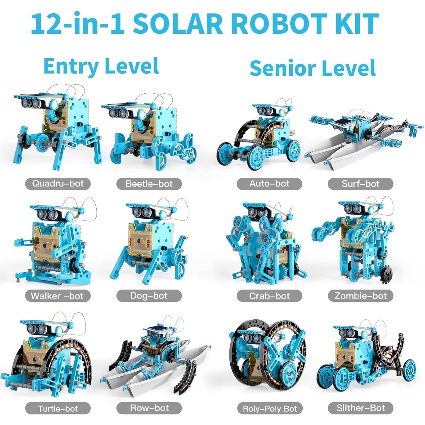 Kit de Robot Solar STEM Lucky Doug 12-en-1 para Niños 8-13 Años